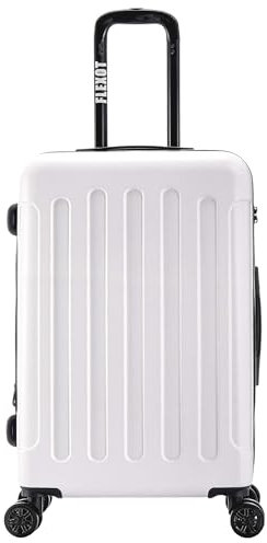 Flexot® F-3045 | Koffer mit V-Erweiterung | Alu-Teleskopgriff | 360° Räder leise rollend | Reisekoffer | Trolley | Aufgabegepäck | (Weiß, L, mittlerer Koffer)