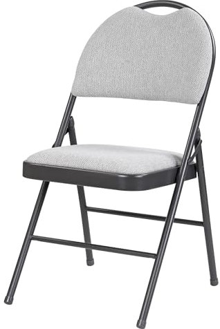 Taylor & Brown Padded Light Grey Fabric Folding Chair Seat High Back Rest for Home, Dining, Office, Computer Desk Chairs, Seating Events - Grey Metal Frame, 50 x 46 x 85cm