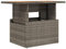 Homvdxl Rattan Optik Garten Couchtisch Höhenverstellbar 100x55cm Kleiner Würfel Gartentisch Wetterfest Tisch Terrasse Essmöbel mit Holztischplatte (Grau-Holz)