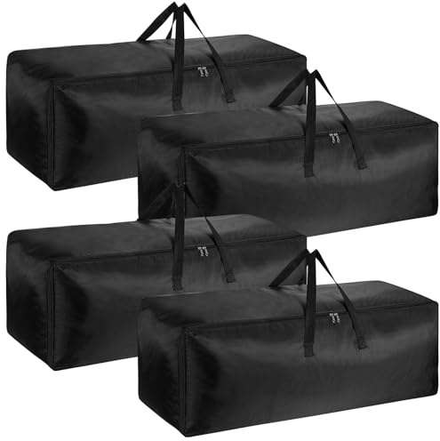 Große Reisetaschen, wasserabweisend, strapazierfähig, faltbar, mit Metall-Reißverschlüssen für Camping, Umzug, 1680D Oxford-Stoff, Gepäcktasche, 101 x 36 x 36 cm, Schwarz, 4 Stück, Schwarz , 101cm