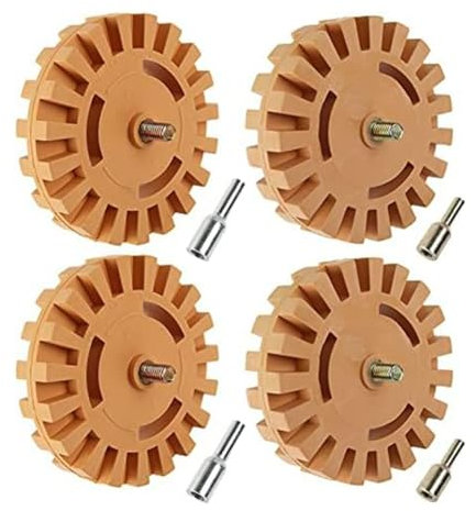 Mskidand Decal Remover, 4 Inch Rubber Drill Attachment Car Adhesive, Rubber Removal Wheel, Vinyl Removal Tool for Cars, RVs, 4PCS