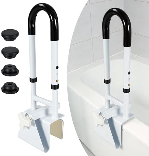 Adjustable Bath Access Handle, Mobility Bath Handle for Adults(3.1-6.7 inch), Smooth Edge Bathtubs for Elderly and Disabled, Ergonomic Grip Bathroom Grab Bar, Bathtub Grab Rail