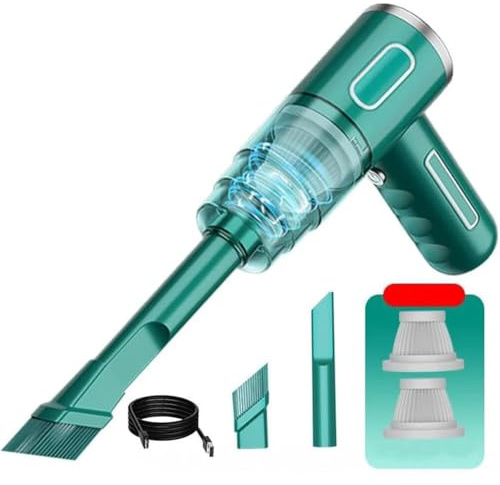 UQAHGRCHR Aspirateur Main Voiture pour Mercedes Benz Sprinter 906 A-Class W169, 29000Pa Mini Aspirateur sans Fil Portable Rechargeable, avec 2 Filtre et Tête Brosse,Green