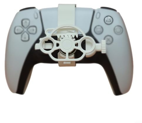 BlesConi Mini-3D-Lenkrad für PS5, tragbarer Rennspiel-Controller-Griff mit realistischem Gefühl für Simulationsbegeisterte (weiß)