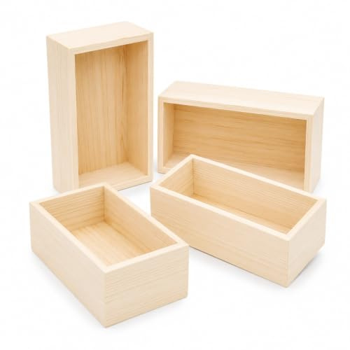 Forbabe 4pcs Organizer Holzbox 20x10x8cm, Klein Holzkiste Ohne Deckel | Unlackierte DIY Aufbewahrungsbox Holz Wiederverwendbar Deko Holzkisten Vielseitige Schubladen Organizer für Küche Bad Büro
