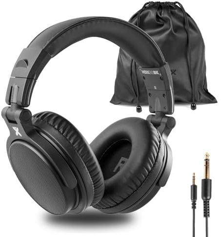 Vonyx HDX50BK Auriculares DJ con Drivers de 50 mm Negros | Sonido potente, diseño plegable, gran comodidad, perfecto para DJs y estudio