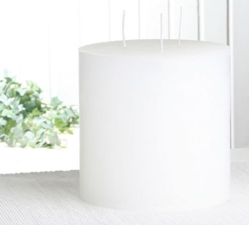 CandleCorner Rustik-Kerzen Dreidochtkerze, 15 x 15 cm Ø, weiß