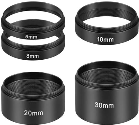 Astromania 2 Teleskop-Verlängerungsrohr-Set mit M48-Gewinde 5/8/10/20/30 mm | Metall Teleskop Foto Adapter, Teleskop Zubehör Lösen Fokussierung, Fit Kamera & Astronomie Teleskope, für Astrofotografie