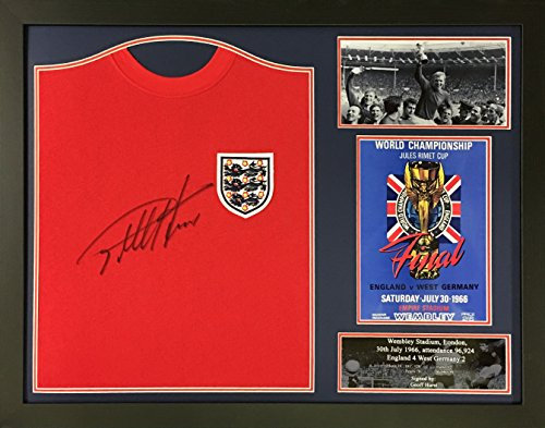 Allstarsignings Sir Geoff Hurst Signed and Framed England 1966 Shirt with COA and Proof. Professionally Framed and Ready to Hang. Red