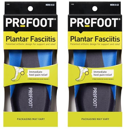 ProFoot Orthotic Insoles for Plantar Fasciitis & Heel Pain, Men's 8-13, 2 Pair