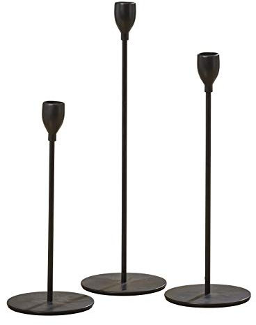 Boltze Kerzenleuchter Malte (Kerzenhalter in schwarz, Eisen, Kerzenständer 3 teilig, Rund) 1007340
