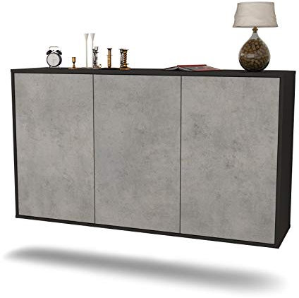 Dekati Sideboard Chattanooga hängend (136x77x35cm) Korpus anthrazit matt - Front Beton Optik - Push to Open
