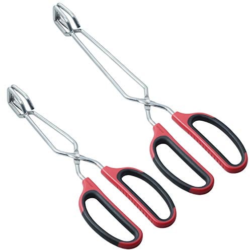 HINMAY Stainless Steel Scissor Tongs 10-Inch and 12-Inch Set, Set of 2