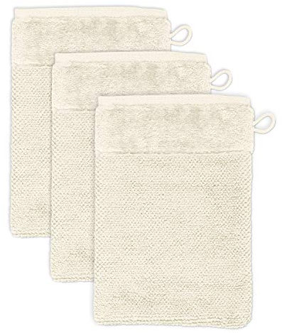 Möve Bamboo Luxe Ensemble de 3 Gant de Toilette, Ivory, 20 x 15 cm