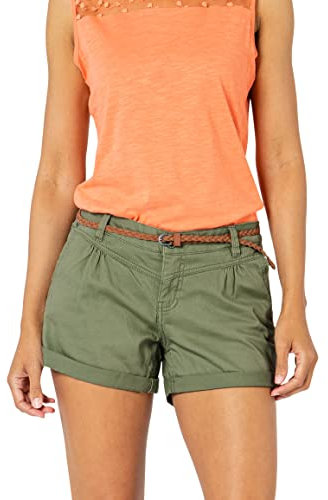 Sublevel Damen Kurze Hose Stretch-Shorts mit Flecht-Gürtel Middle-Green XL