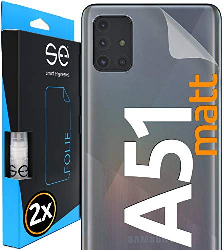 2x se® Film de Protection 3D pour Samsung Galaxy A51 - Arrière Antireflet, Sans Bulles, Facile à Installer, Mat, Protège Contre Saleté, Chocs, Rayures, Haute Qualité, Fabriqué en Allemagne