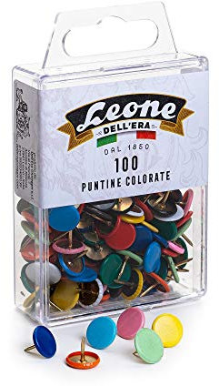 Lot de 100 punaises colorées Leone Dell'Era – Boîte à suspendre – Fabriqué en Italie