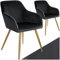 tectake® Esszimmerstühle mit Armlehne, Stuhl, Samt Polster Stühle, Möbel für Esstisch, Schminktisch, Wohnzimmer, Esszimmer, Arbeitszimmer, ergonomischer Dining Chair - schwarz/Gold, 2er Set