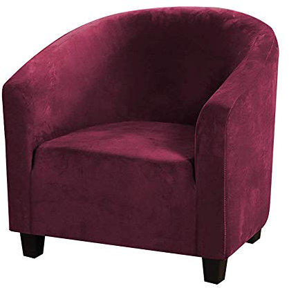 C/N Sesselbezug, dehnbar, aus Samt, Sesselbezug, Cabriolet-Sessel, 1-Sitzer, Bezug für Sessel, Tullsta Chesterfield, elastisch, Burgund