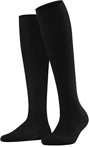 FALKE Damen Kniestrümpfe Family W Kh nachhaltige Baumwolle lang einfarbig 1 Paar, Schwarz Black 3009, 39-42