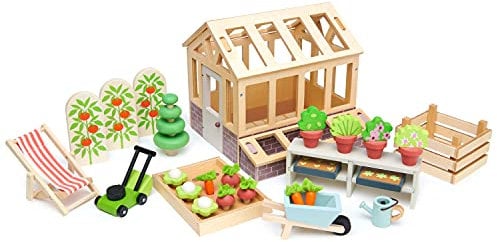 Tender Leaf Toys Gewächshaus (Holzspielzeug, Material Holz, Kinderspielzeug, fördert die Feinmotorik, Bunt) 7508371