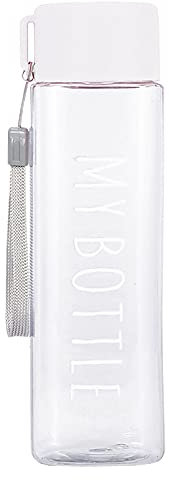 Bodhi2000 500 ml Sportflasche, große Kapazität, sturzfest, quadratischer Wasserbecher mit Griff, BPA-frei, wiederverwendbare Wasserflaschen, personalisierte Wasserflasche, weiß