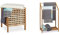 Relaxdays Badhocker Walnuss mit Wäschesammler, 52 x 49 x 49 cm, 52 Liter Sitzhocker, Natur weiß & Handtuchhalter Bambus, 3 Handtuchstangen, Freistehend, Ablage, modern, HxBxT: 85 x 51 x 31 cm, Natur
