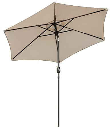 LEMROE Garden Parasol With Crank Handle and Tilt Function with 6 Sturdy Ribs Outdoor Umbrella for Beach Patio Pool Sun Shade for Outdoor UV30+ Protection (Cream, 2m)