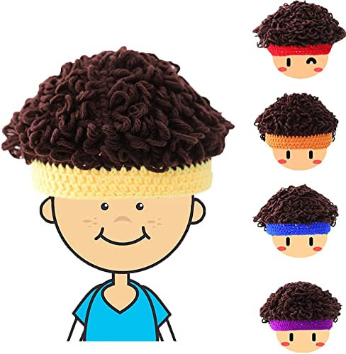 Handgemachte Wolle Wellenförmiges Haar Mütze, Baby Perücke Hut Explosive Kopf Perücke Mütze, Kinder Casual Perücke Handgemachte Mütze, Weiche Warme Winter Strick Perücke Mütze, Für Jungen Mädchen