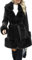Giolshon Damen Langer Kunstleder Pelzjacke mit Gürtel und Kapuze Motorrad Parka Dicker Sherpa Fleece Oberbekleidung 241 Schwarz L