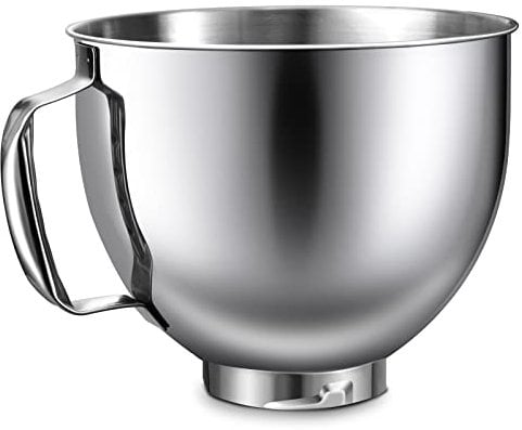 LETOMS Bol en acier inoxydable pour Kitchenaid, bol mélangeur sur pied, 4,5 quart/5 litres, argenté