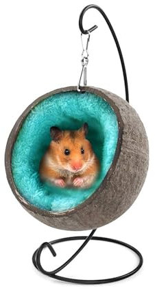 Hamster Hängematte Kokos Hängendes Vogelnest Hamster Kokosnuss Hängematte Hängematte Für Kleine Tiere Hamster Kokosnuss Versteck Hamsterbett Mit Weicher Matte Für Mäuse, Papageien, Igel, Meerschweinch