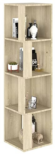 Tidyard Eckschrank mit Fächer Kommode Anrichte Beistellschrank Mehrzweckschrank Schrank Regal Vitrine Sonoma-Eiche 33x33x132 cm Holzwerkstoff