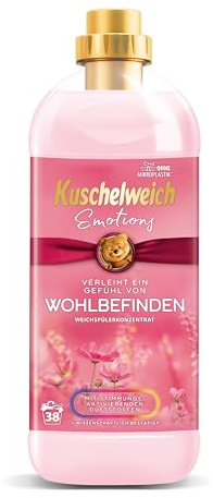 Kuschelweich Weichspüler Emotions - 1 l für 38 Wäschen, kuschlig-weich, hautverträglich, mikroplastikfrei - Wohlbefinden