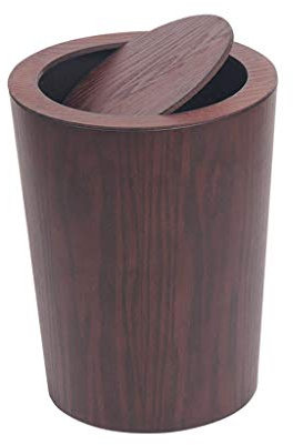 Poubelle Poubelle avec couvercle rotatif Poubelle à couvercle pivotant Poubelle de cuisine ronde à ouverture plate (marron)
