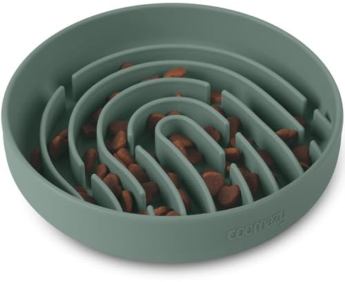 Coomazy Hundenapf Futternapf aus Silikon für langsames Fressen, Napf für kleine, mittelgroße und große Rassen, langsamer Fressgeschwindigkeit, verhindert Ersticken, fördert die Verdauung, Grün
