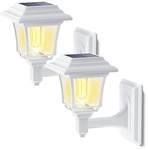 LeiDrail Solarlampen für Außen, 2 Modes Edison Solar Wandleuchte Aussen Wasserdicht 15 Lumen Solarleuchten für Außen Dekorativ für Zaun Hof Hühnerstall Spielhaus Weiß (2 Stück)