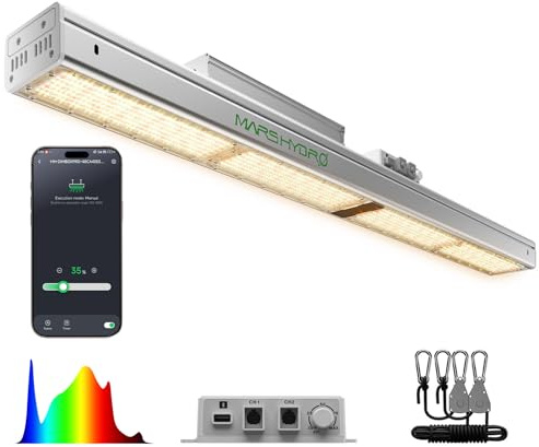 MARS HYDRO SP3000 2x4 Full Spectrum Dimmable Grow Light | 300W LED, WiFi App Control, Daisy Chain, Greenhouse and Indoor Use, 4x2 Coverage