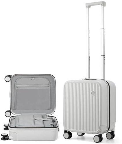 mixi Gepäck mit Spinnrollen, Hartschale, leicht, Rollkoffer, PC mit Abdeckung & TSA-Schloss für Geschäftsreisen, Rauchweiß TSA1, 16-inch