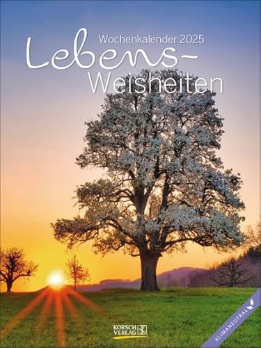 Lebensweisheiten - Literaturkalender - Wochenkalender 2025 - Korsch-Verlag - Literarische Zitate und Bilder - 24 cm x 32 cm