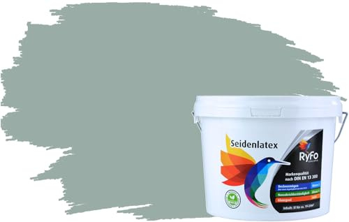RyFo Colors Seidenlatex Trend Grautöne Moosgrau 3l - bunte Innenfarbe, weitere Grau Farbtöne und Größen erhältlich