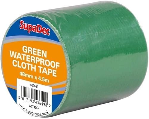 SupaDec Waterproof Cloth Tape Carpet Gaffer Super Sticky DIY Decorating 48mm x 4.5m Ultra Strong Heavy Duty Multi-Purpose Self Adhesive Repair Duct Tapes Use For Plastic Metal Glass Wood (Green)