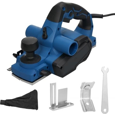 Electric Planer 6Amp 710W 17000 RPM Power Hand Planer 3-1/4 Inch Cut Width Dual-dust Out System Dual-Handle Design, Blade Protector 2 Reversible HSS Blades(Installed) UK 220-240V