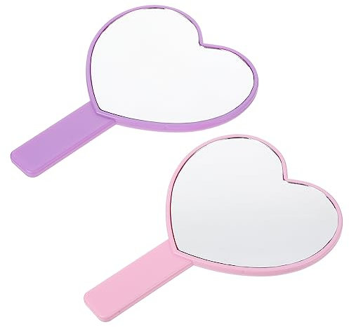 BELLIFFY Lot De 2 Miroirs De Maquillage Portables en Forme De Cœur Compacts Légers pour Filles Femmes pour Anniversaires Ou