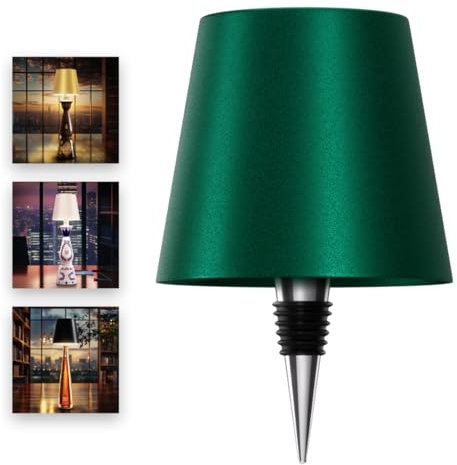 PRIDOLA Wireless Bottle Lamp for Any Type of Bottle - LED Bottle Lamp for Indoor & Outdoor - 100% Waterproof - 3000K Warm Light - Wireless & Rechargeable, Unique and Beautiful Design (Green)