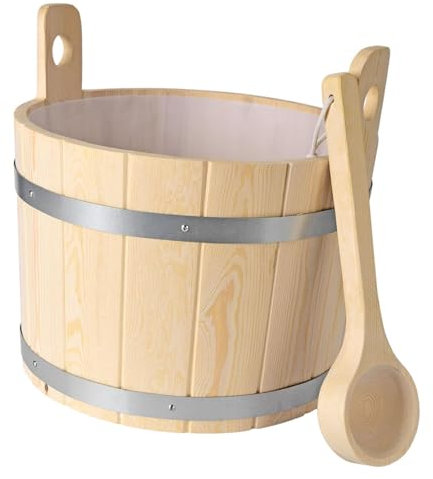 Folpus Barile per sauna in legno da 17 litri e mestolo per il bagno, resistente all'usura, versatile, portatile, strumento per il bagno a vapore SPA per