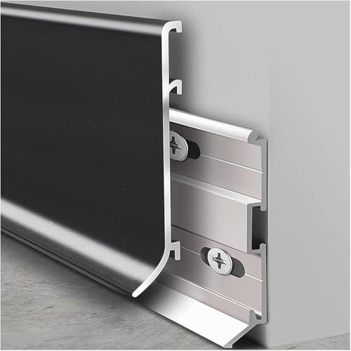 Sockelleiste Sockelleisten Fussleisten Flexible Sockelleiste Trim, Aluminium-Sockelleiste für die Küche mit Zubehör, Anpassbare Sockelleisten für Wände für Garage/Wohnzimmer/Flur(2.4x59 inch/6x150 c