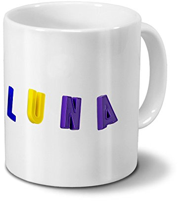 printplanet Tasse mit Namen Luna - Motiv Magnetbuchstaben - Becher, Kaffeetasse, Kaffeebecher, Mug - Weiß