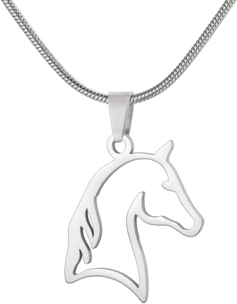 TEAMER Delicado collar con silueta de cabeza de caballo colgante de animal de caballo Joyería minimalista única de acero inoxidable para amantes de los caballos mujeres y hombres