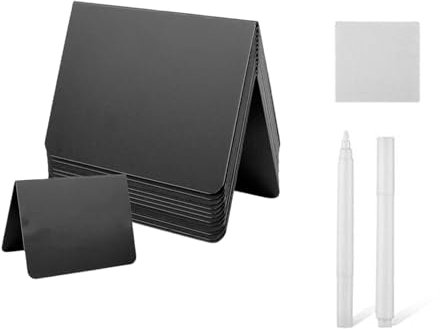 SUIOPPYUW 20 x Tafel Flaggen für Menütafeln zum Beschriften für Buffets. 20er Pack Mini Tafelschilder für Speisen – Buffet – Tische – klein , 20 Zeichen+2 Stift+2 Lappen , Eine Form